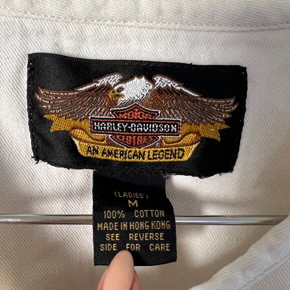 Harley-Davidson White Button Up Long Sleeve Shirt Jacket Women's Size M - Picture 9 of 15